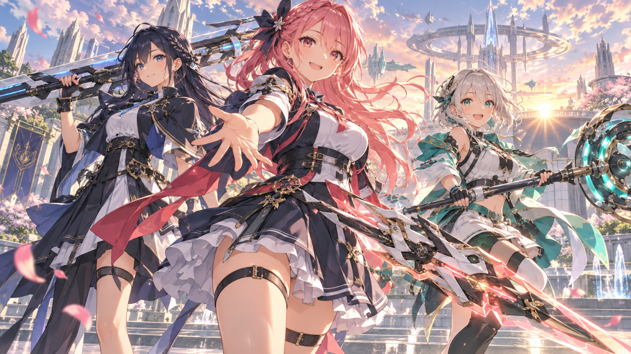 アサルトリリィの少女たちの戦いと絆をイメージしたオリジナルイラスト